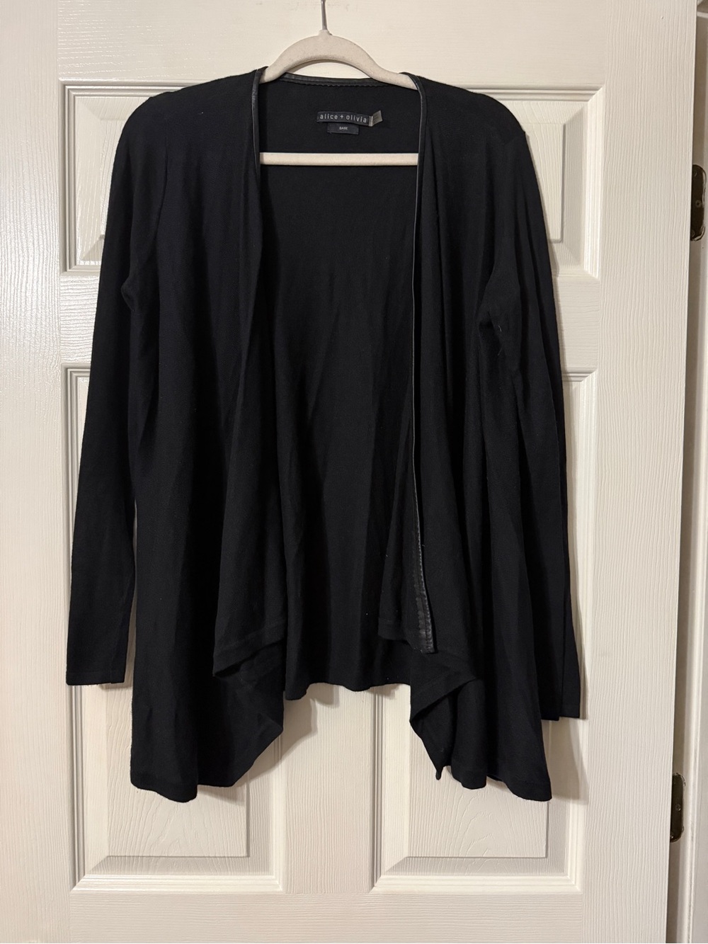 Alice + Olivia Black Open Drape Cardigan